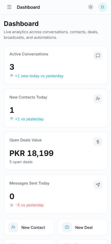 AI Agent CRM Mobile Web App Screenshot